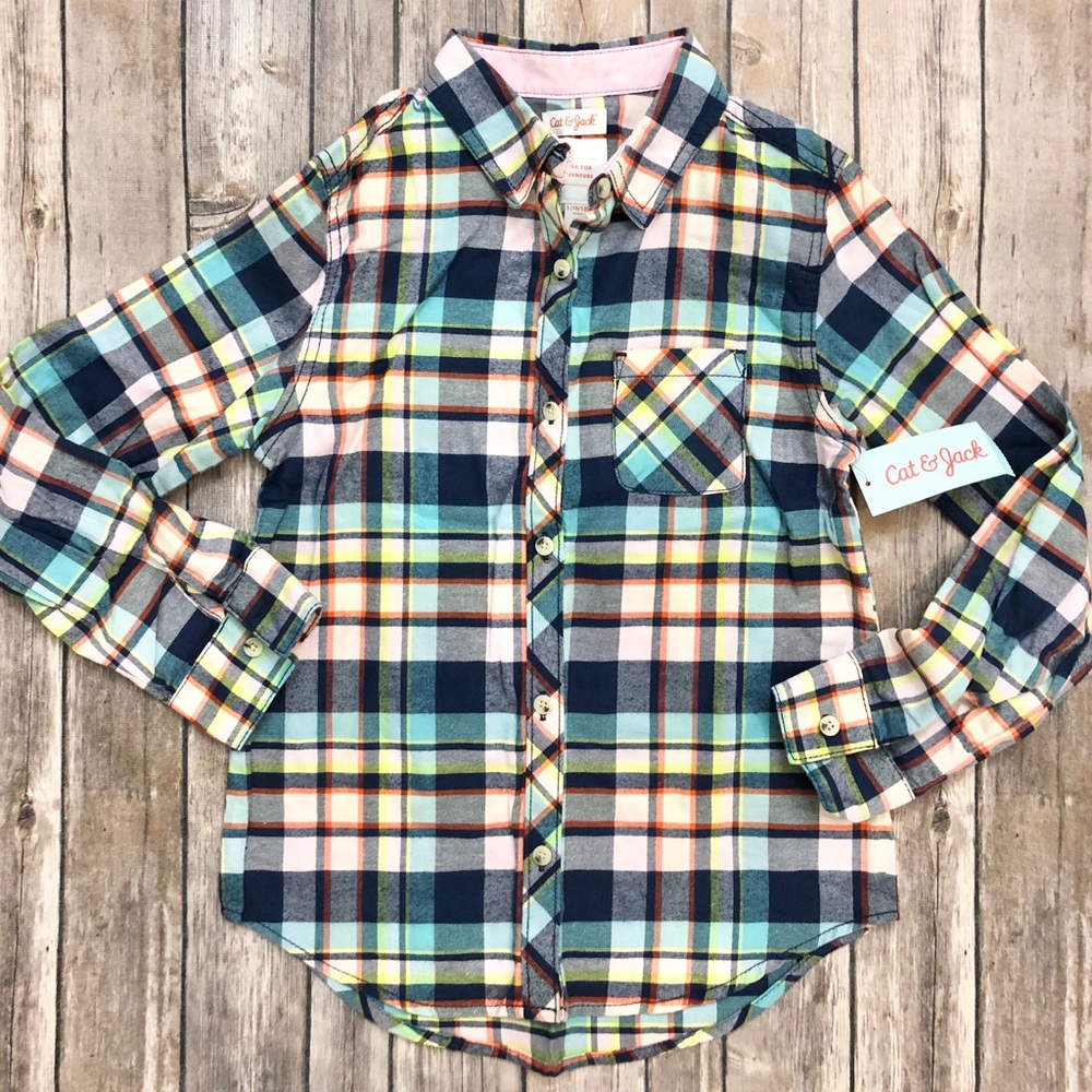 Cat & Jack girl’s long sleeve flannel shirt 11/12